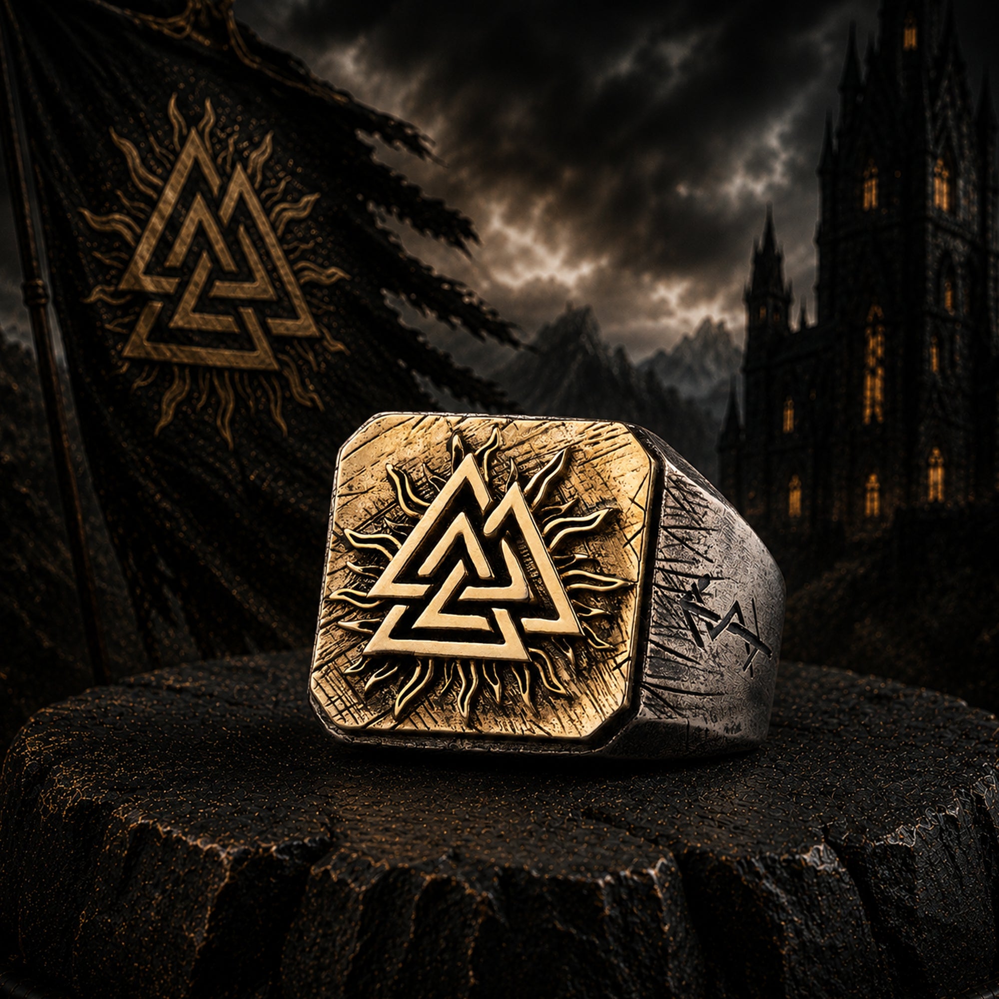 925 Sterling Silver Viking Valknut Ring – Nordic Norse Symbol Gothic Jewelry for Men