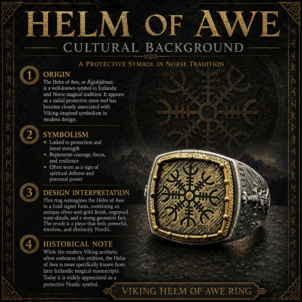 925 Sterling Silver Viking Warrior Crest Ring – Valknut Dragon Sword Nordic Gothic Jewelry for Men