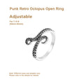 Punk Retro Octopus Adjustable Open Ring – Antique Silver Statement Jewelry