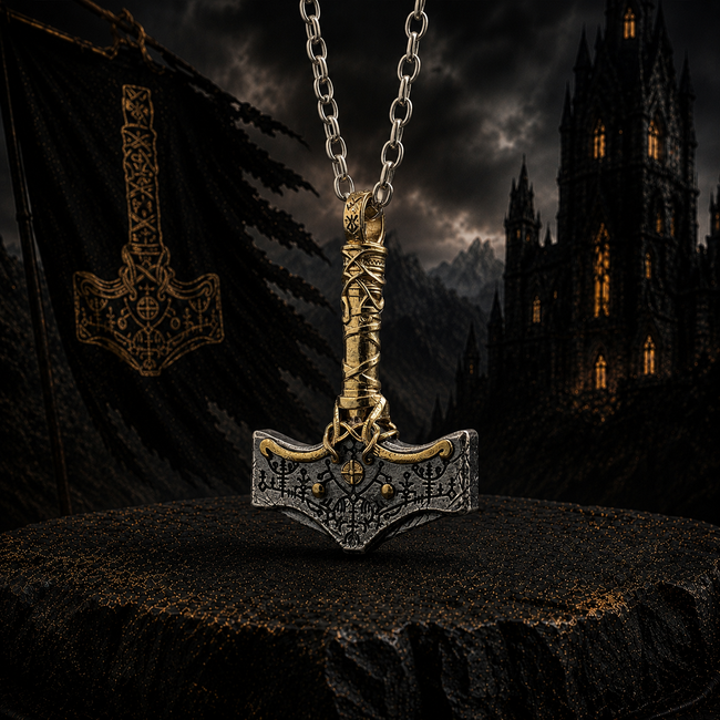 925 Sterling Silver Nordic Mjolnir Thor’s Hammer Pendant Necklace for Men