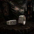 925 Sterling Silver Egyptian Anubis Horus Statement Ring for Men